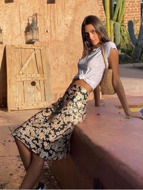 Realisation Par Dresses & Skirts - Réalisation Par Naomi Daisy Print Silk Slip Skirt size M
